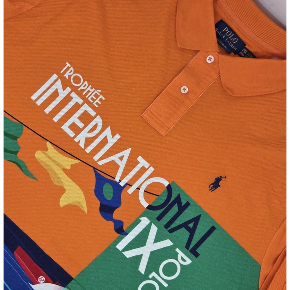 Polo Ralph Lauren Men's Classic Fit Mesh Graphic Polo Shirt Mens XXL Orange NWOT